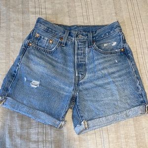 Levi’s shorts. Perfect length (not too short or too long)!